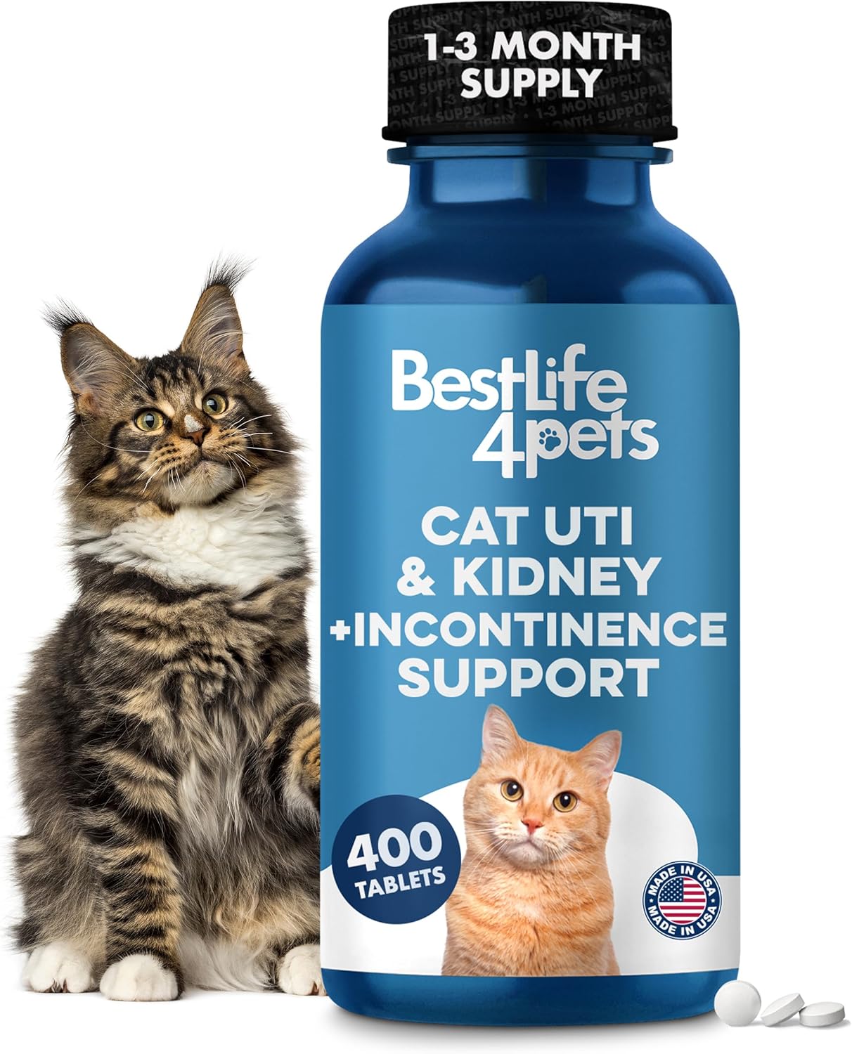 BestLife4Pets Cat UTI Remedy & Kidney Support for Cats 400 Tabletas