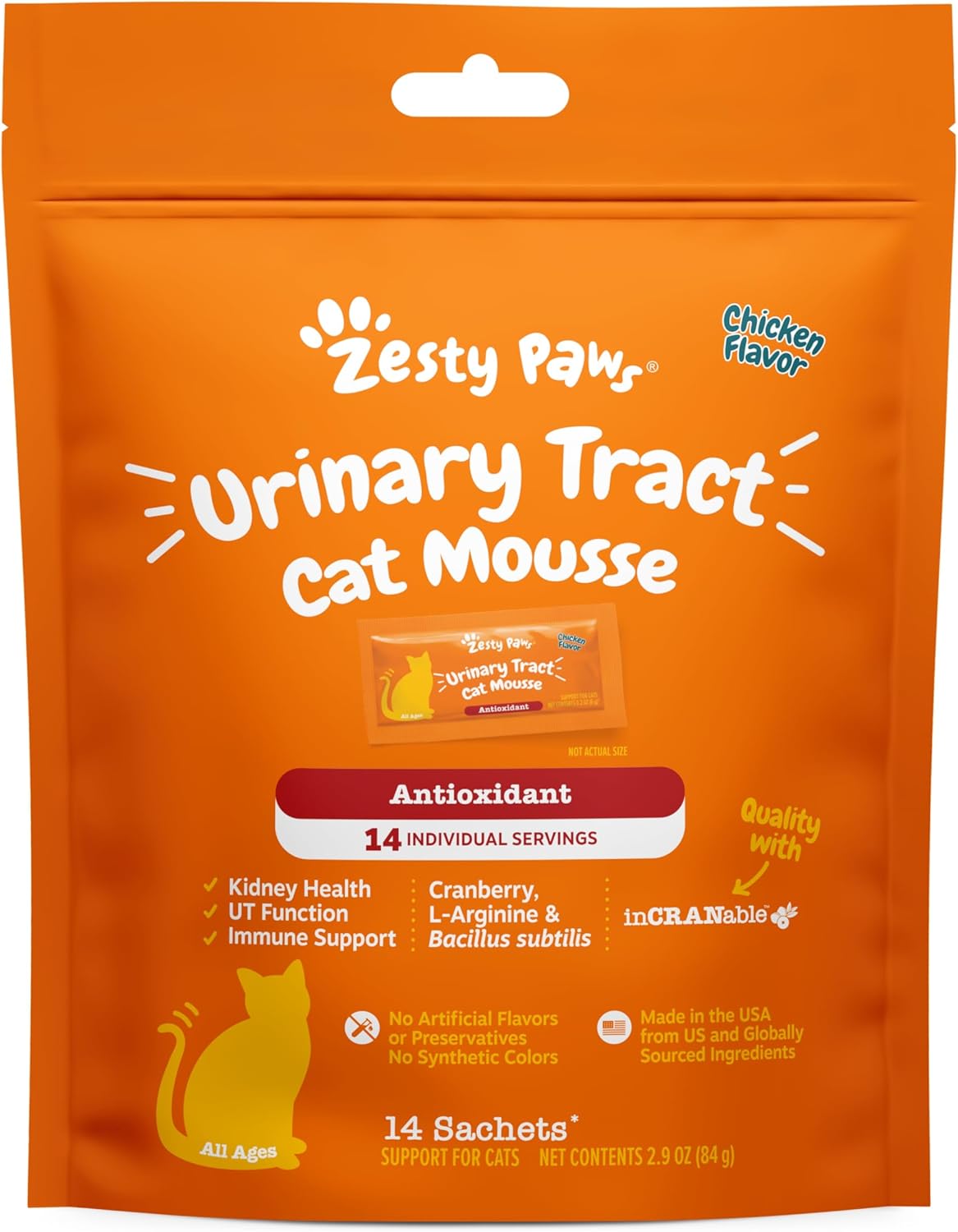 Zesty Paws Urinary Tract Cat Mousse 14 Paquetes