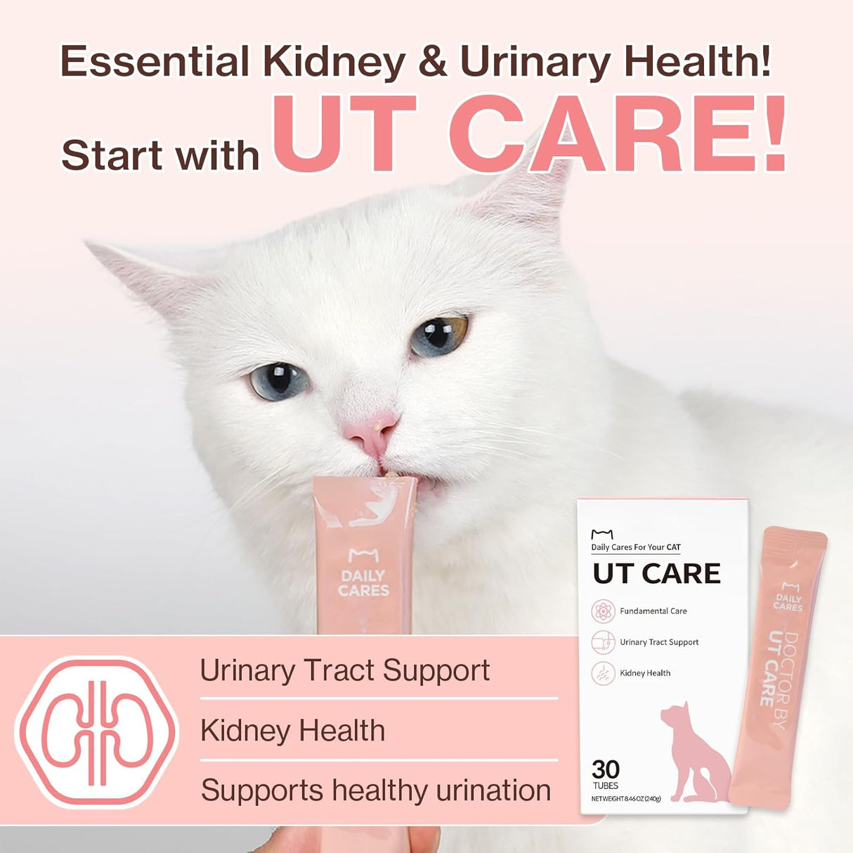 Dr.by UT Care Cat UTI Kidney Support Urinary Supplement 30 Paquetes