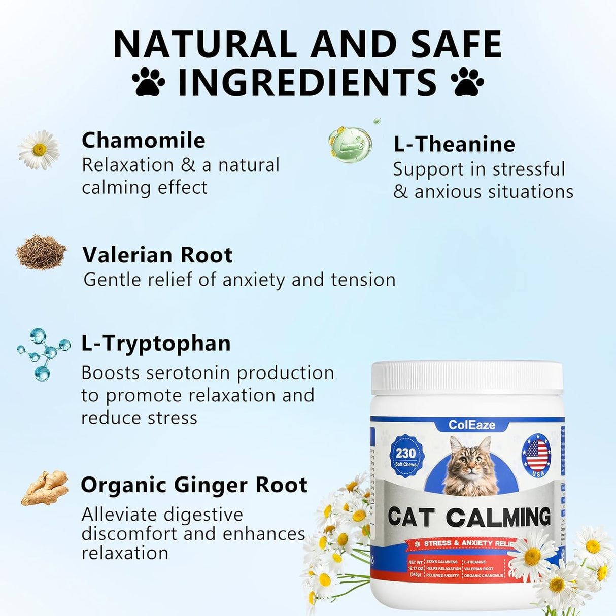 ColEaze Calming Chews for Cats 230 Masticables