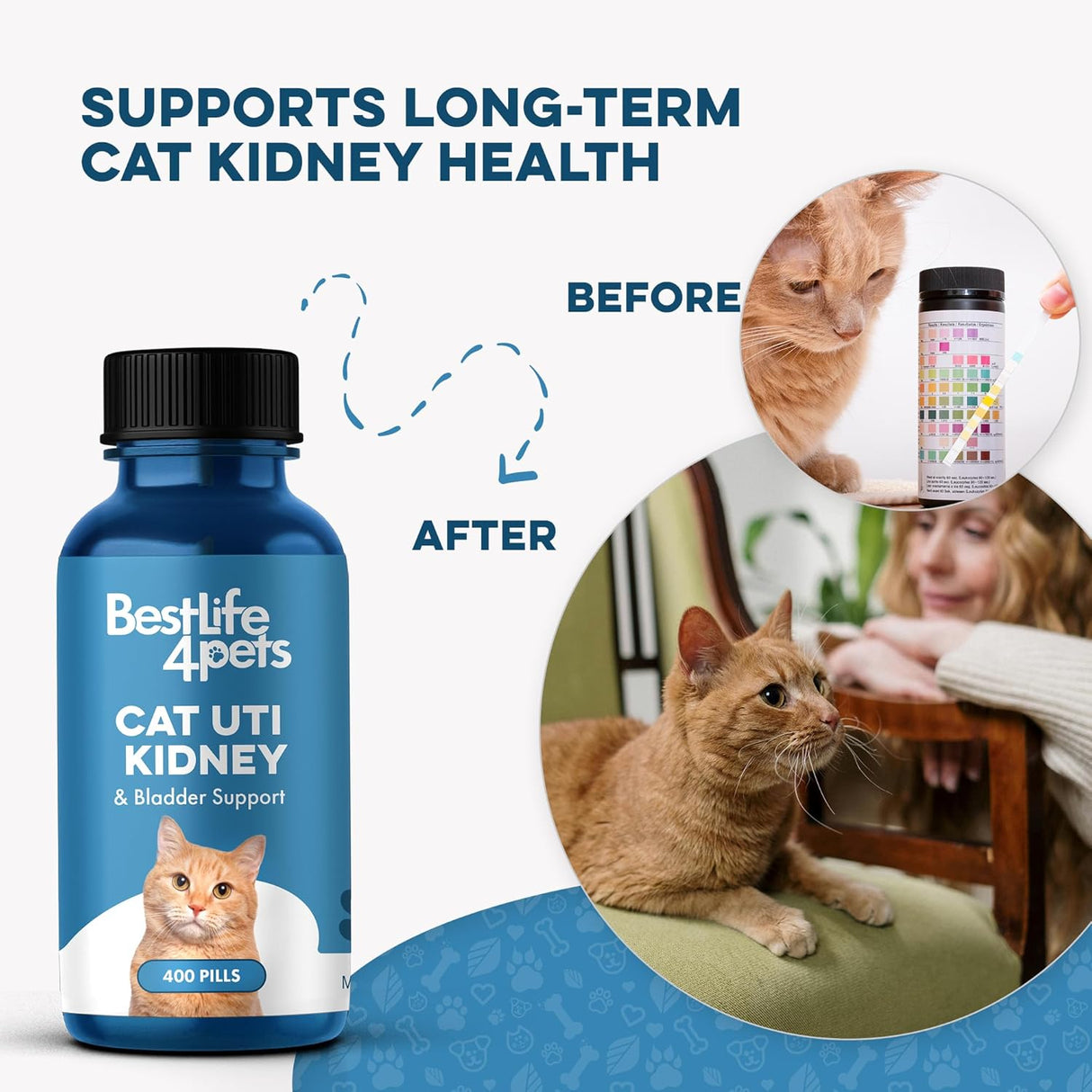 BestLife4Pets Cat UTI Remedy & Kidney Support for Cats 400 Tabletas