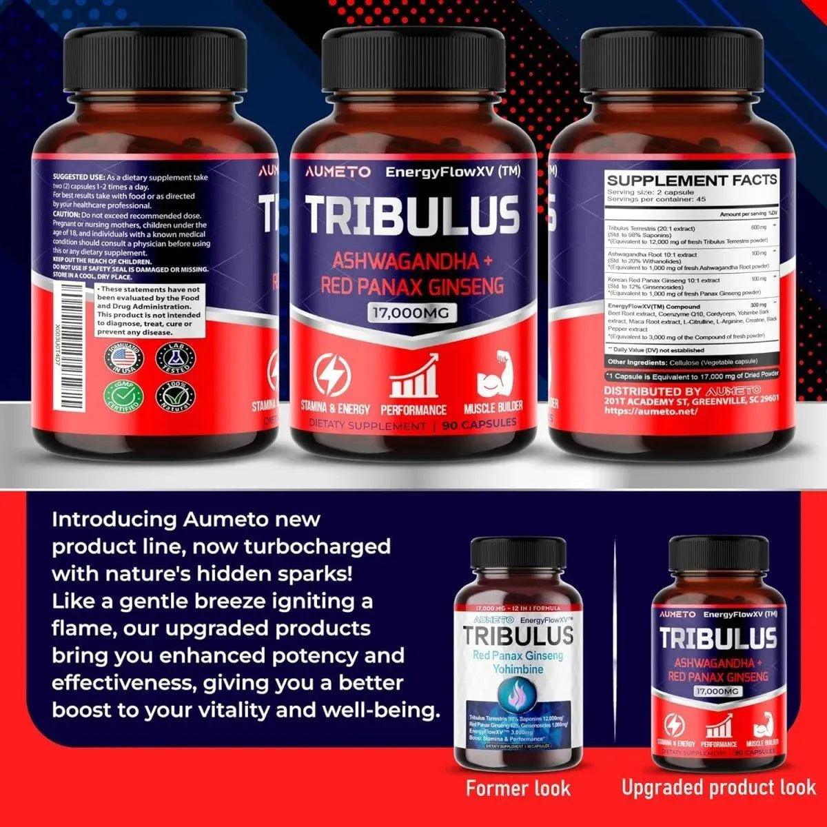 AUMETO - Aumeto Tribulus Terrestris 12-in-1 Formula 90 Capsulas - The Red Vitamin MX - Suplementos Alimenticios - {{ shop.shopifyCountryName }}