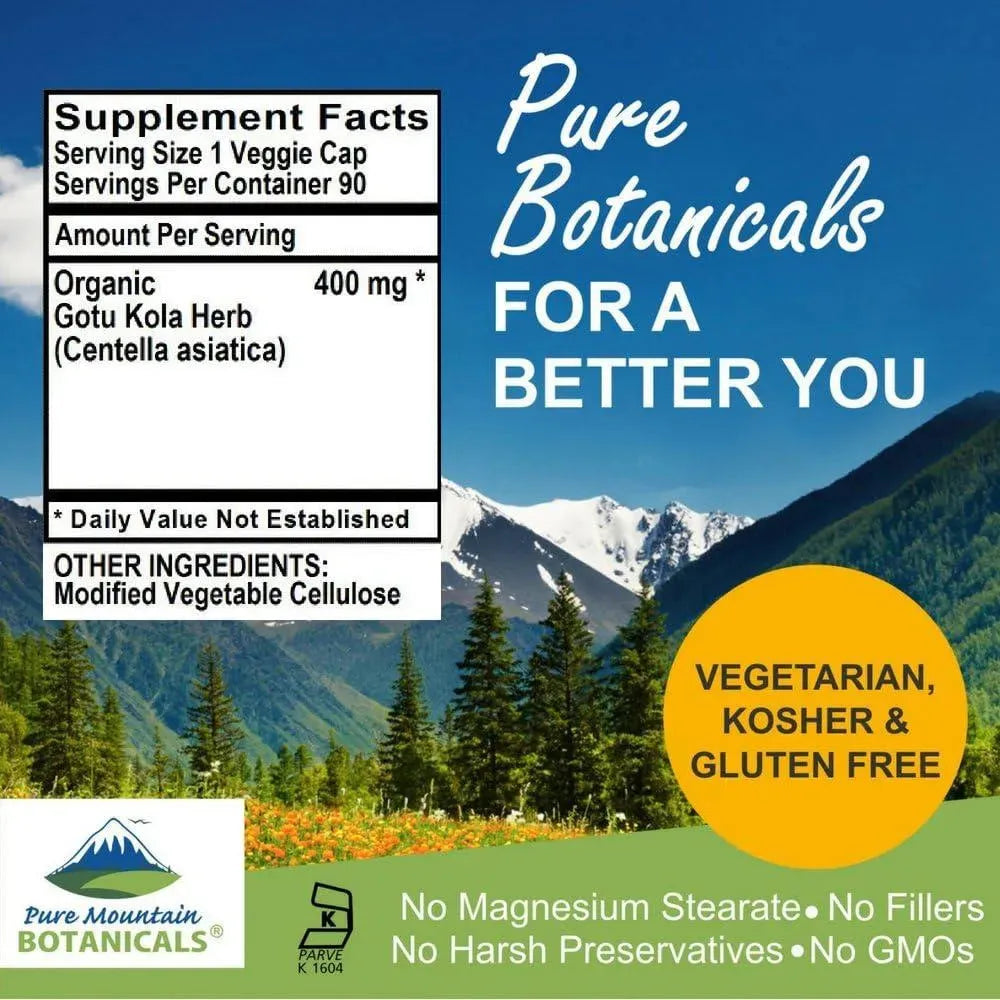 PURE MOUNTAIN BOTANICALS - Pure Mountain Botanicals Gotu Kola 90 Capsulas - The Red Vitamin MX - Suplementos Alimenticios - {{ shop.shopifyCountryName }}