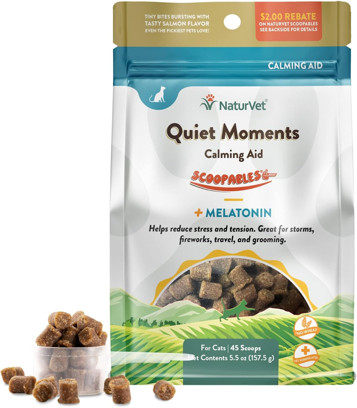 NaturVet Scoopables Quiet Moments Cat Calming Aid Salmon Flavored 157Gr.