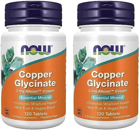 NOW SUPPLEMENTS - Now Supplements Copper Glycinate with 3Mg. Albion Copper 120 Tabletas 2 Pack - The Red Vitamin MX - Suplementos Alimenticios - {{ shop.shopifyCountryName }}