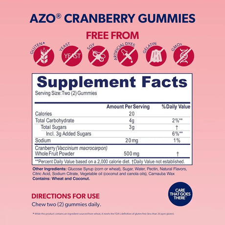 AZO - AZO Cranberry Urinary Tract Health Gummies 40 Gomitas - The Red Vitamin MX - Suplementos Alimenticios - {{ shop.shopifyCountryName }}