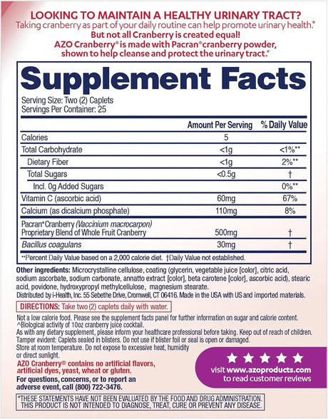 AZO - AZO Cranberry Urinary Tract Health 50 Tabletas 2 Pack - The Red Vitamin MX - Suplementos Alimenticios - {{ shop.shopifyCountryName }}