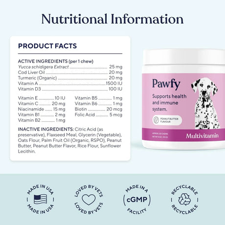 PAWFY - Pawfy Dog Multivitamins 15 in 1 Supports Overall Wellness 30 Masticables - The Red Vitamin MX - Multivitamínicos Para Perros - {{ shop.shopifyCountryName }}