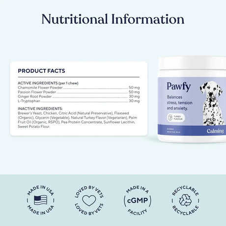 PAWFY - Pawfy Calming Chews for Dogs Turkey Treats 30 Masticables - The Red Vitamin MX - Relajantes Para Perros - {{ shop.shopifyCountryName }}