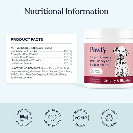PAWFY - Pawfy Dog UTI Supplement 30 Masticables - The Red Vitamin MX - Salud De Tracto Urinario Para Perros - {{ shop.shopifyCountryName }}