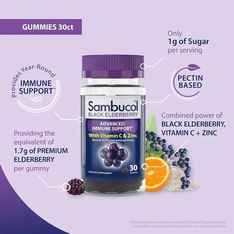 SAMBUCOL - Sambucol Black Elderberry Gummies 30 Gomitas 2 Pack - The Red Vitamin MX - Suplementos Alimenticios - {{ shop.shopifyCountryName }}