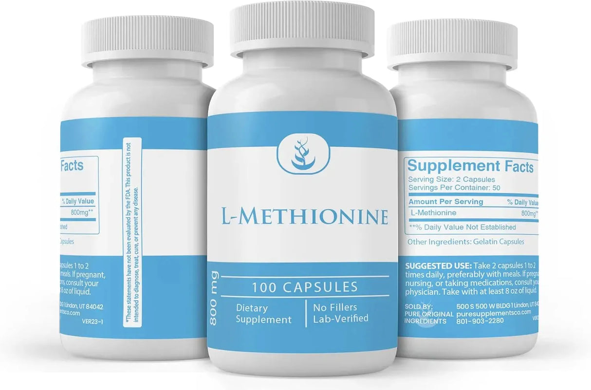 PURE ORIGINAL INGREDIENTS - Pure Original Ingredients L-Methionine 100 Capsulas - The Red Vitamin MX - Suplementos Alimenticios - {{ shop.shopifyCountryName }}