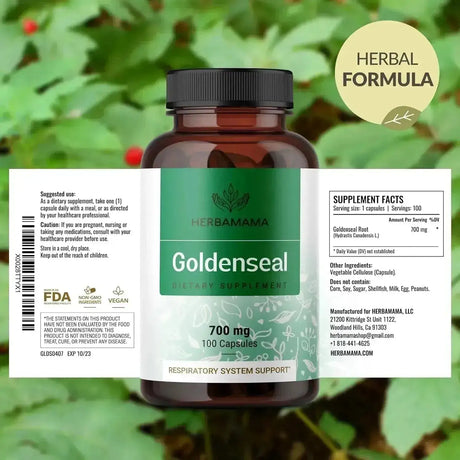 HERBAMAMA - HERBAMAMA Goldenseal 700Mg. 100 Capsulas - The Red Vitamin MX - Suplementos Alimenticios - {{ shop.shopifyCountryName }}
