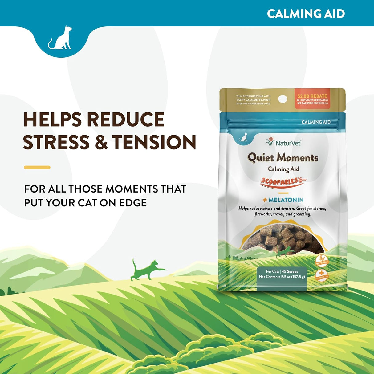 NaturVet Scoopables Quiet Moments Cat Calming Aid Salmon Flavored 157Gr.