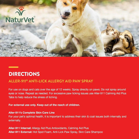 NATURVET - NaturVet Aller-911 Anti-Lick Paw Spray for Dogs & Cats 8 Fl.Oz. - The Red Vitamin MX - Remedios Para La Picazón De Perros - {{ shop.shopifyCountryName }}