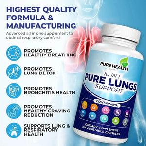 PURE HEALTH - Pure Health 10 in 1 Lung Detox & Cleanse 60 Capsulas - The Red Vitamin MX - Suplementos Alimenticios - {{ shop.shopifyCountryName }}