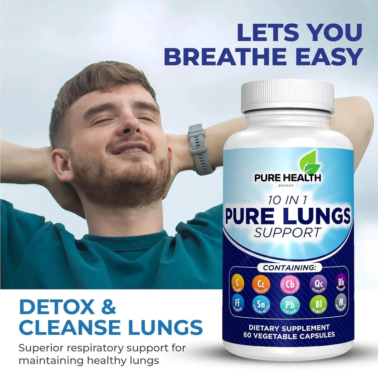 PURE HEALTH - Pure Health 10 in 1 Lung Detox & Cleanse 60 Capsulas - The Red Vitamin MX - Suplementos Alimenticios - {{ shop.shopifyCountryName }}