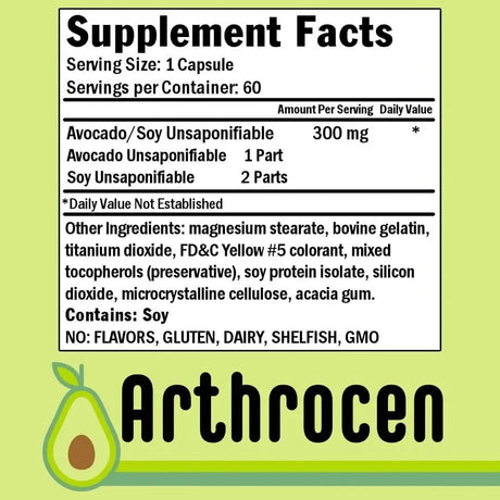 ARTHROCEN - Arthrocen Avocado Soy Unsaponifiable 300Mg. 60 Capsulas - The Red Vitamin MX - Suplementos Alimenticios - {{ shop.shopifyCountryName }}