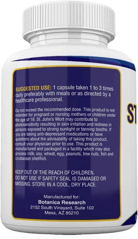 BOTANICA RESEARCH - Botanica Research St John's Wort Extract 500Mg. 100 Capsulas - The Red Vitamin MX - Suplementos Alimenticios - {{ shop.shopifyCountryName }}