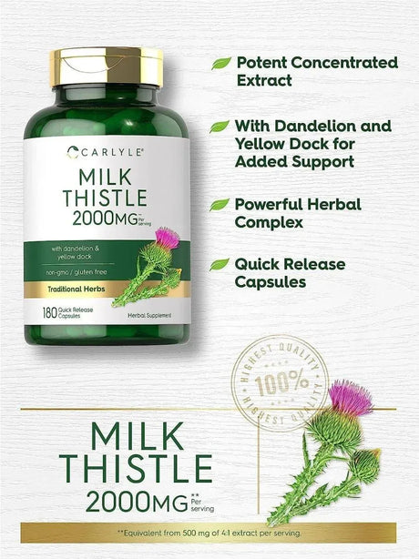 CARLYLE - Carlyle Milk Thistle 2000Mg. 180 Capsulas - The Red Vitamin MX - Suplementos Alimenticios - {{ shop.shopifyCountryName }}