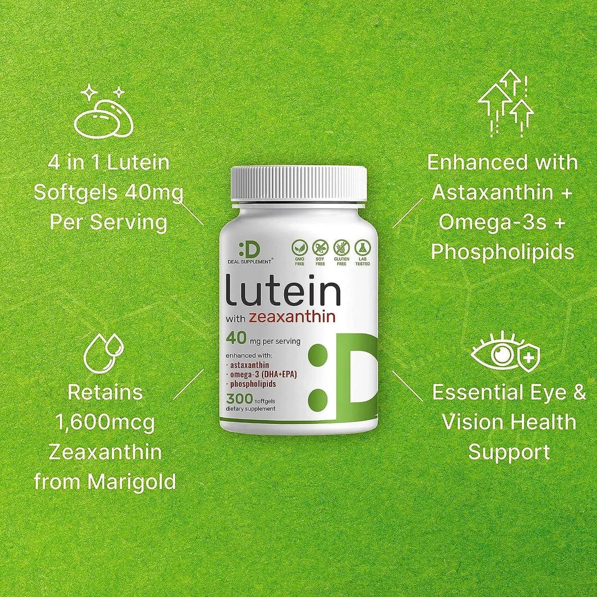 DEAL SUPPLEMENT - Deal Supplement Lutein and Zeaxanthin 40Mg. 300 Capsulas Blandas - The Red Vitamin MX - Suplementos Alimenticios - {{ shop.shopifyCountryName }}