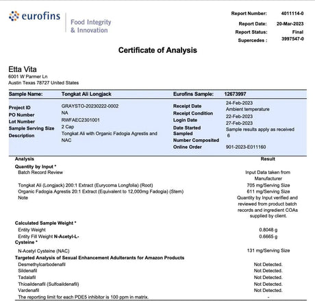 ETTA VITA - Etta Vita Tongkat Ali 700Mg. & Fadogia Agrestis 600Mg. 60 Capsulas - The Red Vitamin MX - Suplementos Alimenticios - {{ shop.shopifyCountryName }}