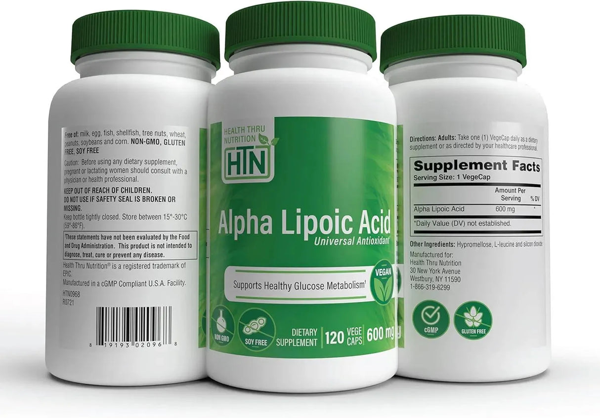 HEALTH THRU NUTRITION - Health Thru Nutrition Alpha Lipoic Acid 600Mg. 120 Capsulas - The Red Vitamin MX - Suplementos Alimenticios - {{ shop.shopifyCountryName }}