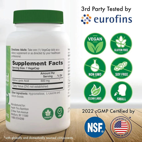 HEALTH THRU NUTRITION - Health Thru Nutrition Alpha Lipoic Acid 600Mg. 120 Capsulas - The Red Vitamin MX - Suplementos Alimenticios - {{ shop.shopifyCountryName }}