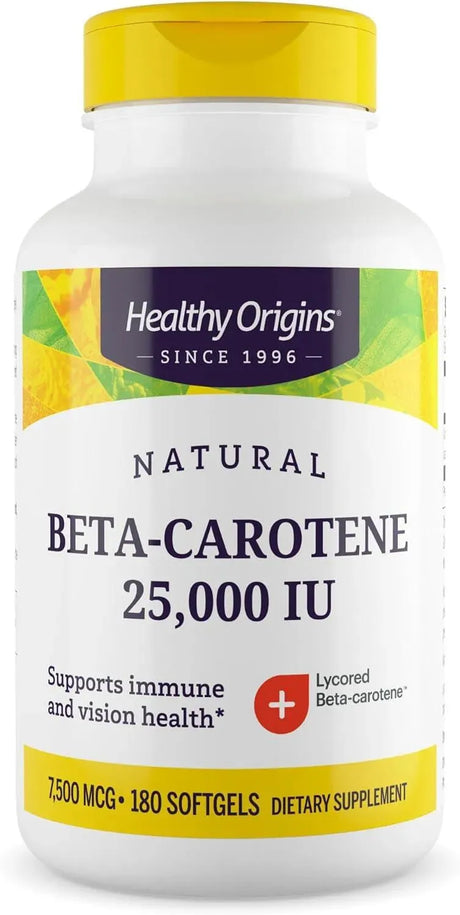 HEALTHY ORIGINS - Healthy Origins Beta-Carotene 25,000 IU 180 Capsulas Blandas - The Red Vitamin MX - Suplementos Alimenticios - {{ shop.shopifyCountryName }}