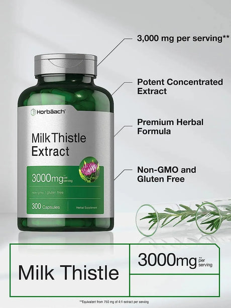 HORBAACH - Horbaach Milk Thistle Extract 3000Mg. 300 Capsulas - The Red Vitamin MX - Suplementos Alimenticios - {{ shop.shopifyCountryName }}