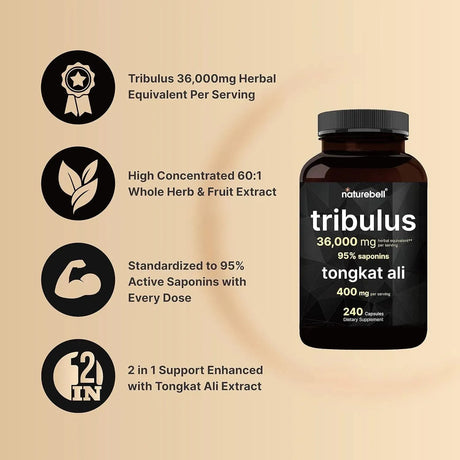 NATUREBELL - NatureBell Tribulus Terrestris 36,000Mg. with Tongkat Ali 240 Capsulas - The Red Vitamin MX - Suplementos Alimenticios - {{ shop.shopifyCountryName }}