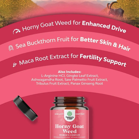 NATURES CRAFT - Natures Craft Horny Goat Weed for Women Complex 90 Capsulas - The Red Vitamin MX - Suplementos Alimenticios - {{ shop.shopifyCountryName }}