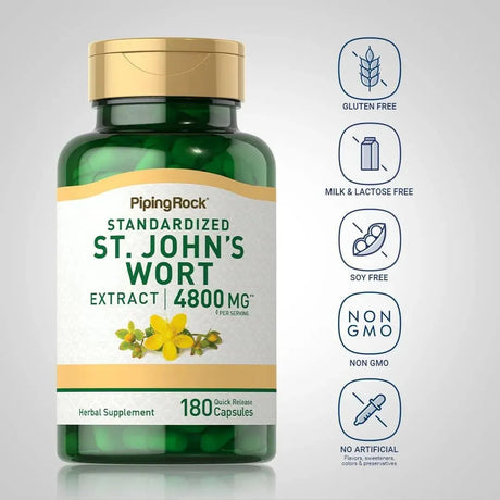 PIPING ROCK - Piping Rock St. John's Wort 4800Mg. 180 Capsulas - The Red Vitamin MX - Suplementos Alimenticios - {{ shop.shopifyCountryName }}