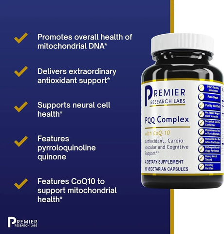 PREMIER RESEARCH LABS - Premier Research Labs PQQ Complex 60 Capsulas - The Red Vitamin MX - Suplementos Alimenticios - {{ shop.shopifyCountryName }}