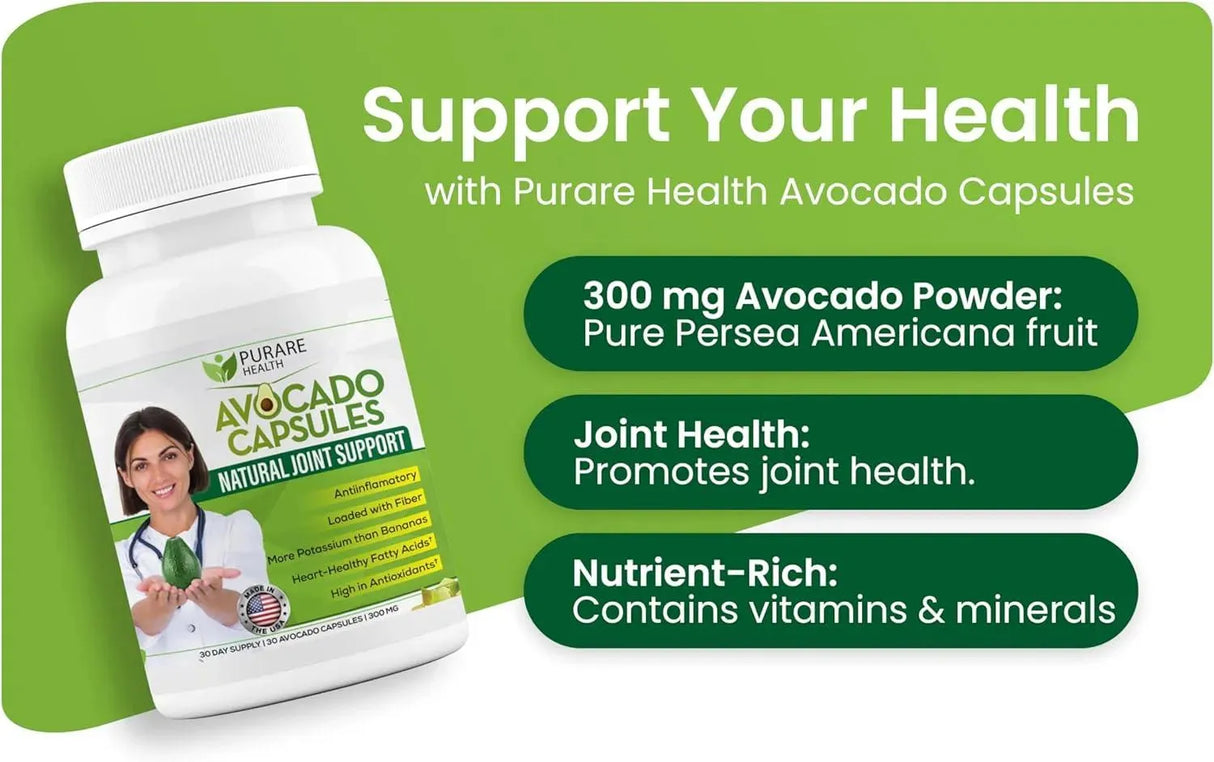PURARE HEALTH - Purare Health Joint Health Natural Avocado Supplement 300Mg. 30 Capsulas - The Red Vitamin MX - Suplementos Alimenticios - {{ shop.shopifyCountryName }}