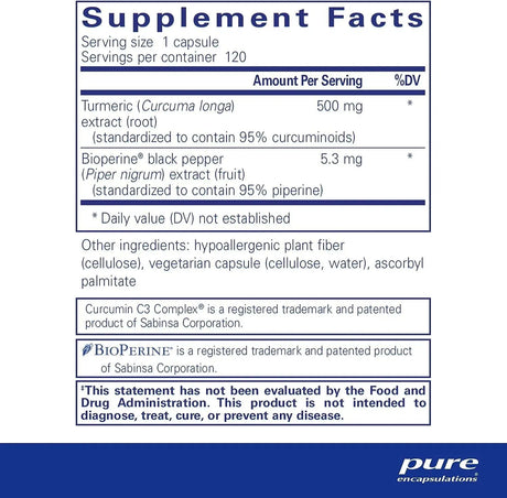 PURE ENCAPSULATIONS - Pure Encapsulations Curcumin 500 with Bioperine 120 Capsulas - The Red Vitamin MX - Suplementos Alimenticios - {{ shop.shopifyCountryName }}