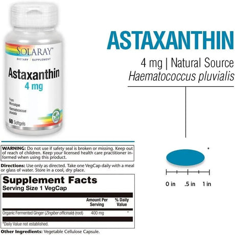 SOLARAY - Solaray Astaxanthin 4Mg. 60 Capsulas Blandas - The Red Vitamin MX - Suplementos Alimenticios - {{ shop.shopifyCountryName }}