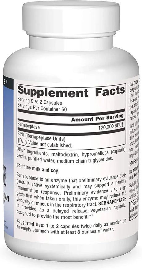 SOURCE NATURALS - Source Naturals Serrapeptase 120,000 SPU 120 Capsulas - The Red Vitamin MX - Suplementos Alimenticios - {{ shop.shopifyCountryName }}