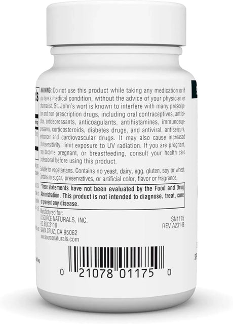 SOURCE NATURALS - Source Naturals St. John's Wort 450Mg. 45 Tabletas - The Red Vitamin MX - Suplementos Alimenticios - {{ shop.shopifyCountryName }}