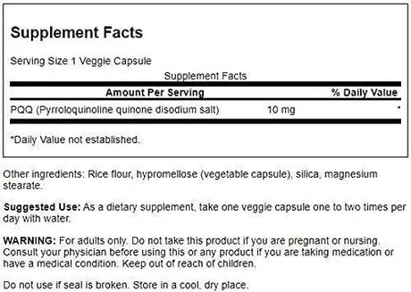 SWANSON - Swanson PQQ Pyrroloquinoline Quinone 10Mg. 30 Capsulas - The Red Vitamin MX - Suplementos Alimenticios - {{ shop.shopifyCountryName }}