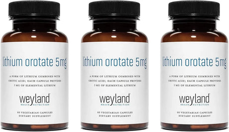 WEYLAND BRAIN NUTRITION - Weyland Brain Nutrition Lithium Orotate 5Mg. 60 Capsulas 3 Pack - The Red Vitamin MX - Suplementos Alimenticios - {{ shop.shopifyCountryName }}